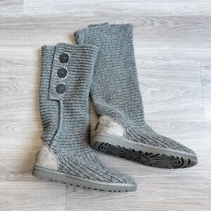 UGG Classic Cardy Knit Boot Grey Women’s Size 9